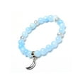 Coastal Jewelry Moon Charm Blue Jade Stone Beaded Stretch Bracelet ...