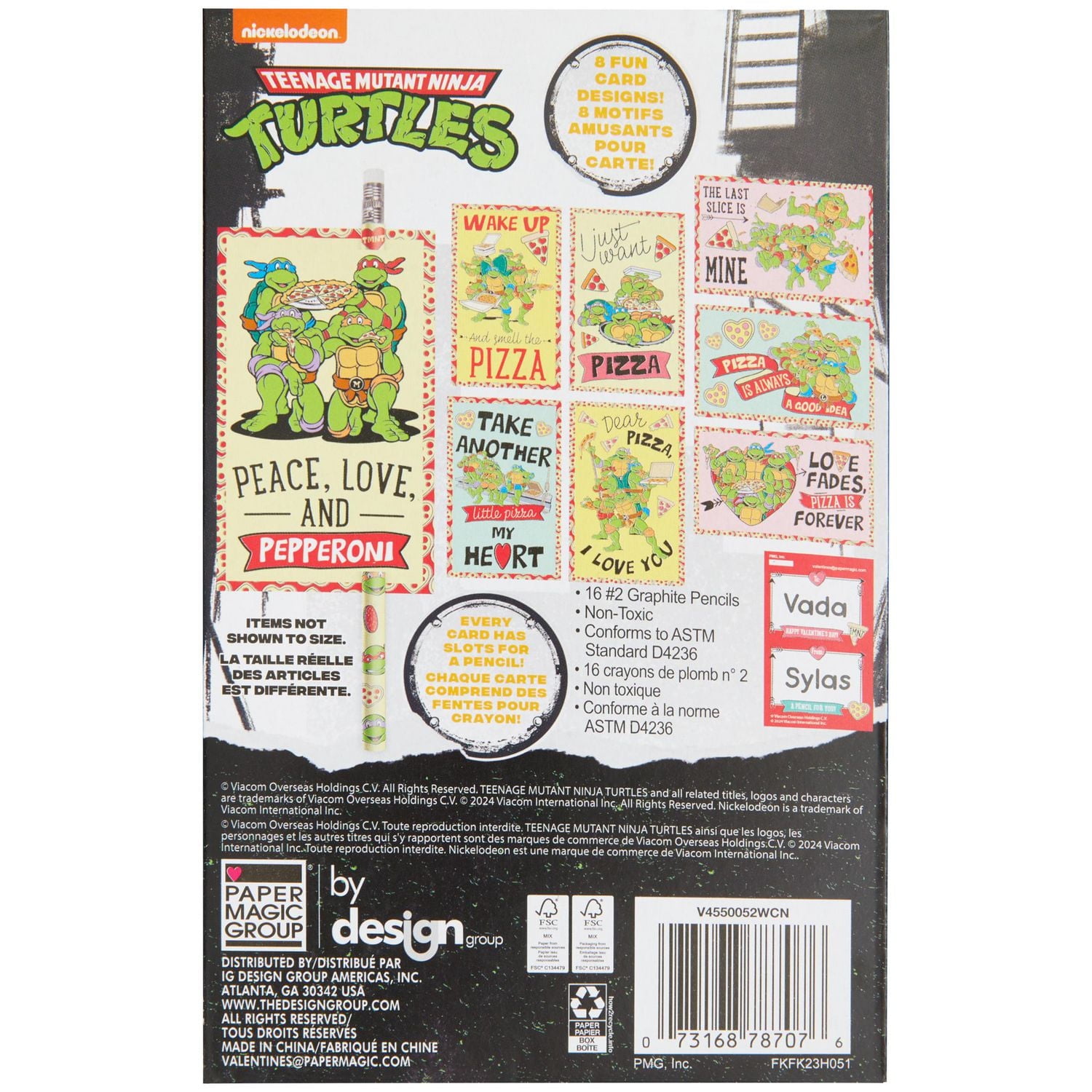 Teenage Mutant Ninja Turtles - Cartes de Saint-Valentin avec crayons,  Multi-couleurs, 16 Compte