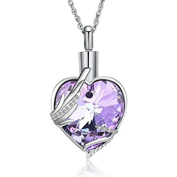 Crystal Cremation Jewelry for Ashes -No Longer By My Side Forever in My Heart Urn Pendant Necklace for Ashes Grandma Grandpa Mom Dad Papa Nana Brother Sister