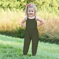 thumbnail image 4 of NAISIBABY Girls Suspenders Jumpsuit, Sleeveless Solid Color Causal Summer Romper Army Green 5T, 4 of 5