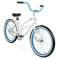 thumbnail image 4 of 26" Hyper Bicycle Women's Beach Cruiser, Adults Age 13+, White with Blue Rim, 4 of 7