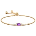 thumbnail image 2 of ANGARA Natural East West Bezel-Set Emerald-Cut Amethyst Bolo Bracelet in 14K Yellow Gold for Women (Size-6x4mm) | February Birthstone, Anniversary, Jewelry Gift for Women | Natural Amethyst Bracelet, 2 of 8