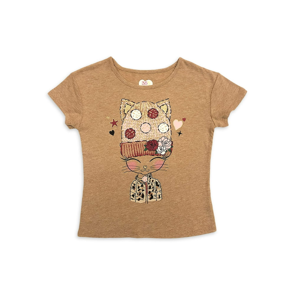 365 Kids From Garanimals - 365 Kids Girls' Short Sleeve Cat Graphic Tee ...