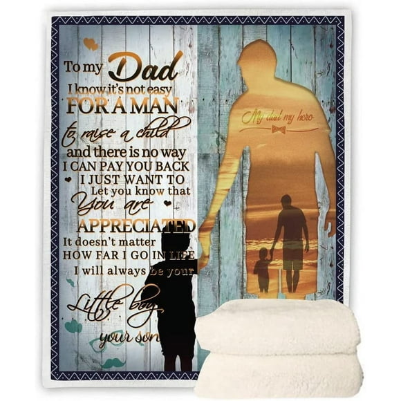 Cadeaux pour Papa, Cadeaux d'Anniversaire pour la Fête des Pères de la Part du Fils, Couverture Douce et Moelleuse en Sherpa pour Lit, Bureau et Canapé