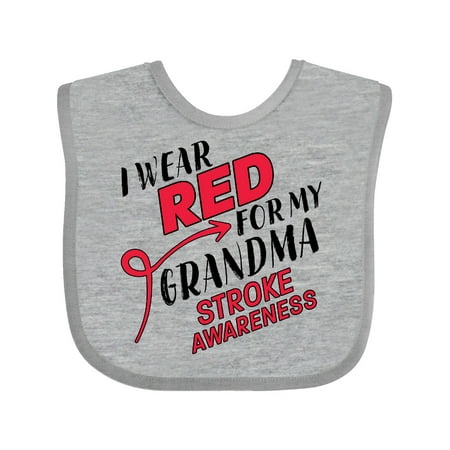 

Inktastic I Wear Red for My Grandma- Stroke Awareness Gift Baby Boy or Baby Girl Bib