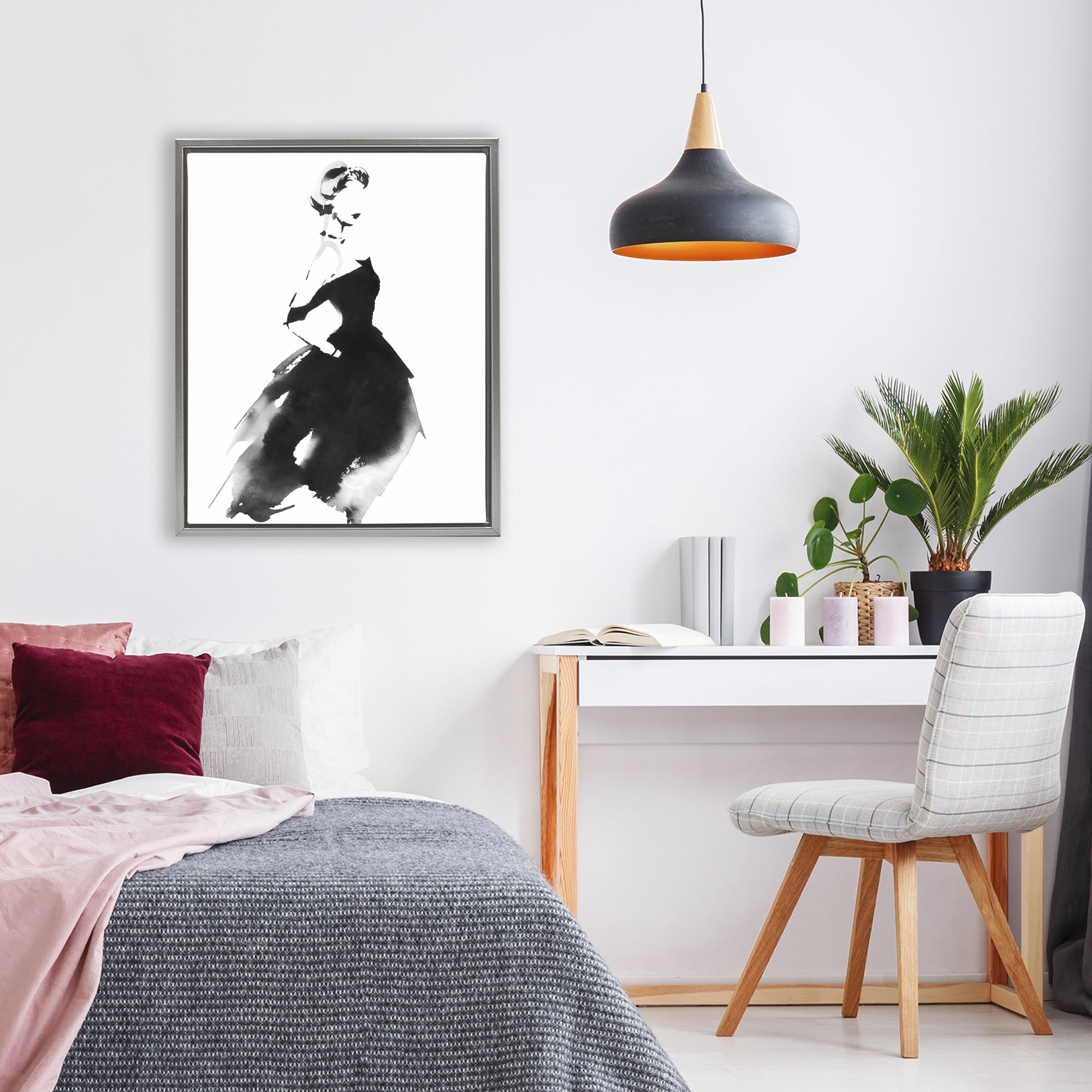 Stupell Industries Shadow Waltz Silhouette Gray Framed Floater Canvas Wall Art, design by Svetlana Aleynikova