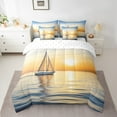 thumbnail image 2 of Erosebridal Sailboat Comforter Set Queen 7 Pcs Nautical Themed Ocean Sea Nature Pattern Print Bedding Set Summer Beach Holiday Vacation Bed in a Bag with Comforter,Sheets, 2 of 5