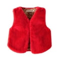 thumbnail image 5 of Letdown Kids Girls Plush - Vest Winter Padded Open Front Sherpa Sleeveless Outerwear Toddler Thick Fuzzy Warm Jackets (Red,9-10 Years), 5 of 5