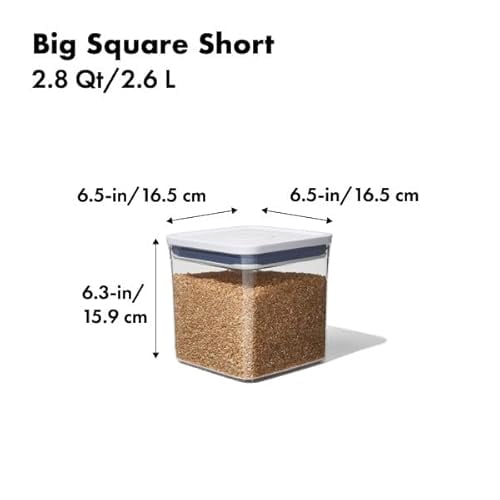 Airtight Food Storage Container with Locking Lid - 2.8 Quart Square Design Perfect for Storing Sugar, Cookies, Crackers, and Dry Goods