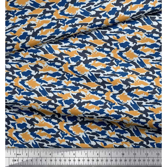 Soimoi Georgette Viscose Fabric Two Tone With White Camouflage Print Fabric by the Yard 42 Inch Wide