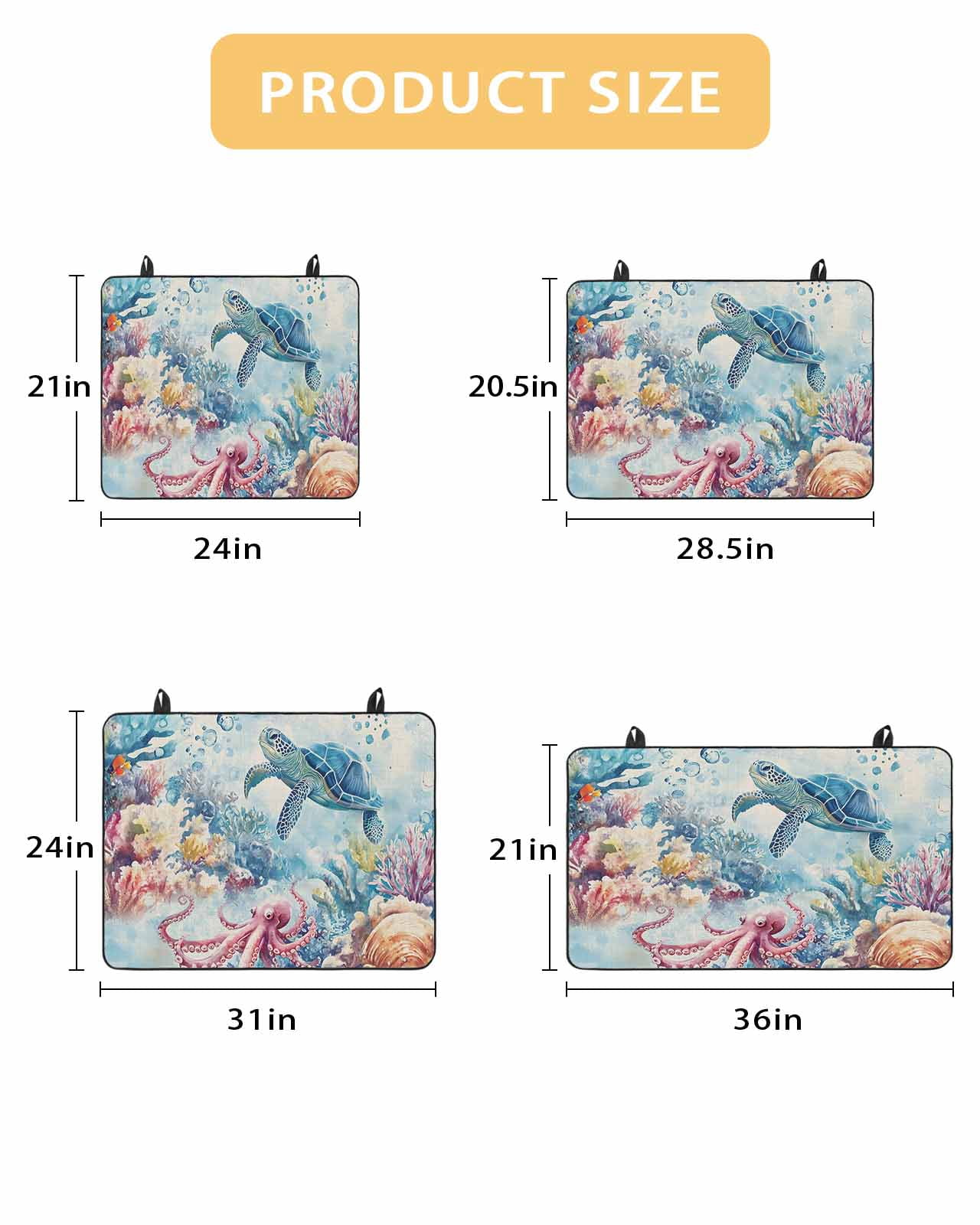 nqOlkjepod Large Induction Cooktop Protector Mat 31"x24", Sea Turtle Octopus Stove Top Covers for Electric Stove, Coastal Coral Summer Ocean Beige Stove Burner Cover Mats, Glass Top Stove Cover