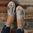 thumbnail image 5 of YgkuHd Women's Casual Wedge Sandals Open Toe Metallic Gold Shiny Upper Crisscross Strap Adjustable Ankle Strap Silver,5.5, 5 of 9