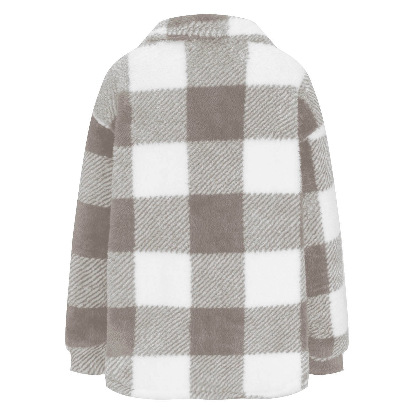 Womens Plus Size Fleece Coats S-5X Casual Button-Down Collared Shackets Jackets Ladies Trendy Long Sleeve Plaid Printed Warm Outerwear Coat