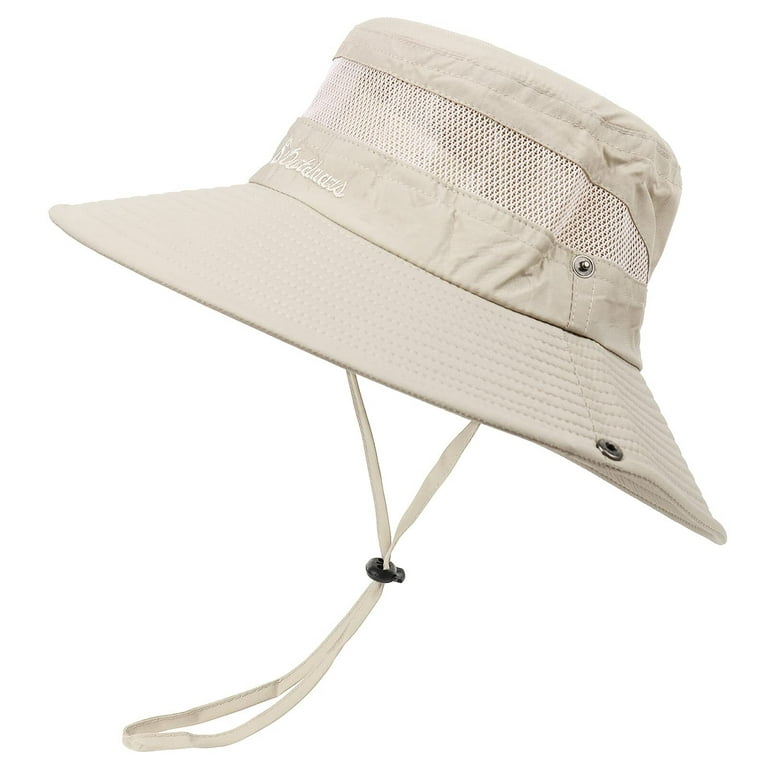 MRULIC bucket hat for women Mens Summer Protection Breathable Fisherman Cap  Foldable Bucket Hat Beige + One size