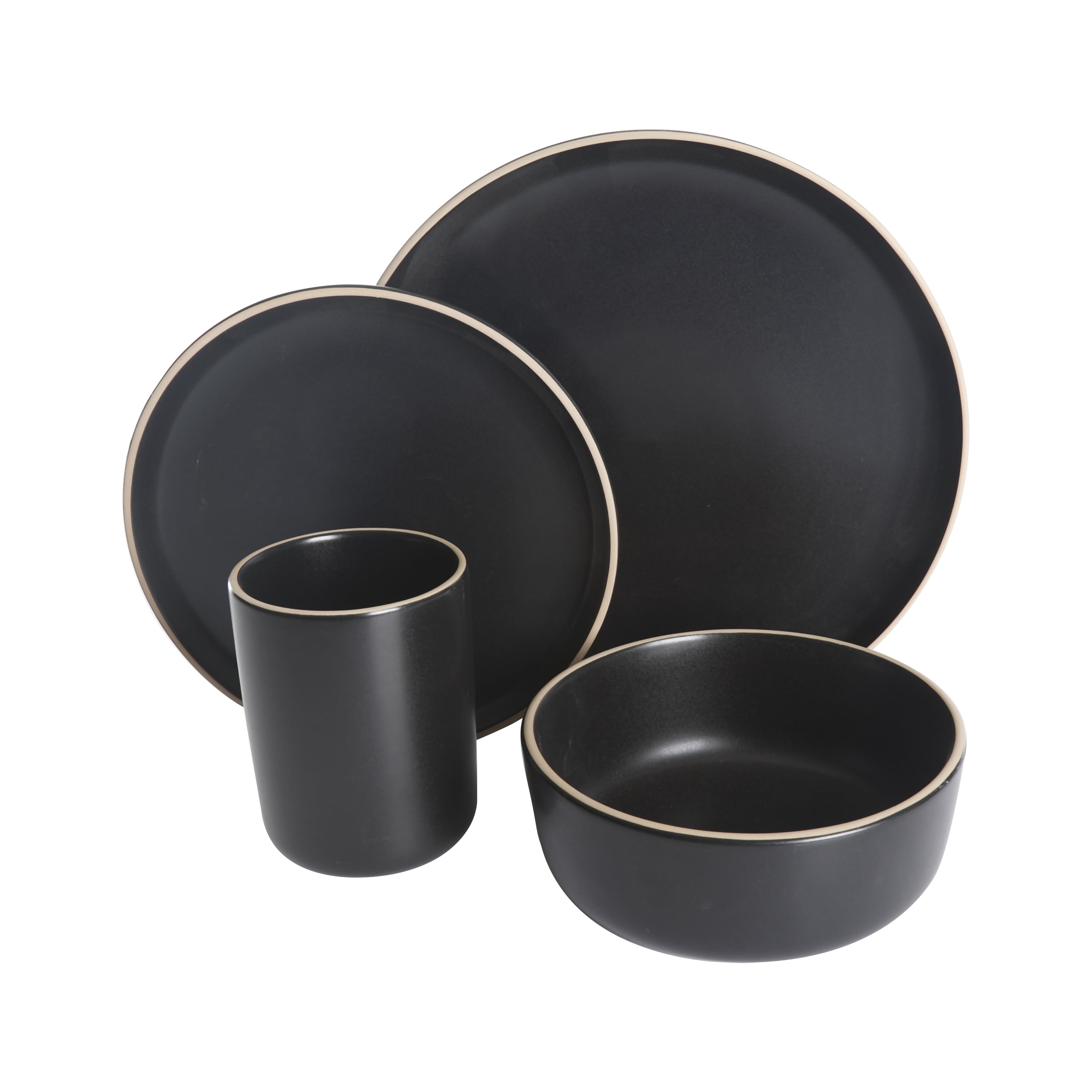 Gap Home 16-Piece Round Black Stoneware Dinnerware Set