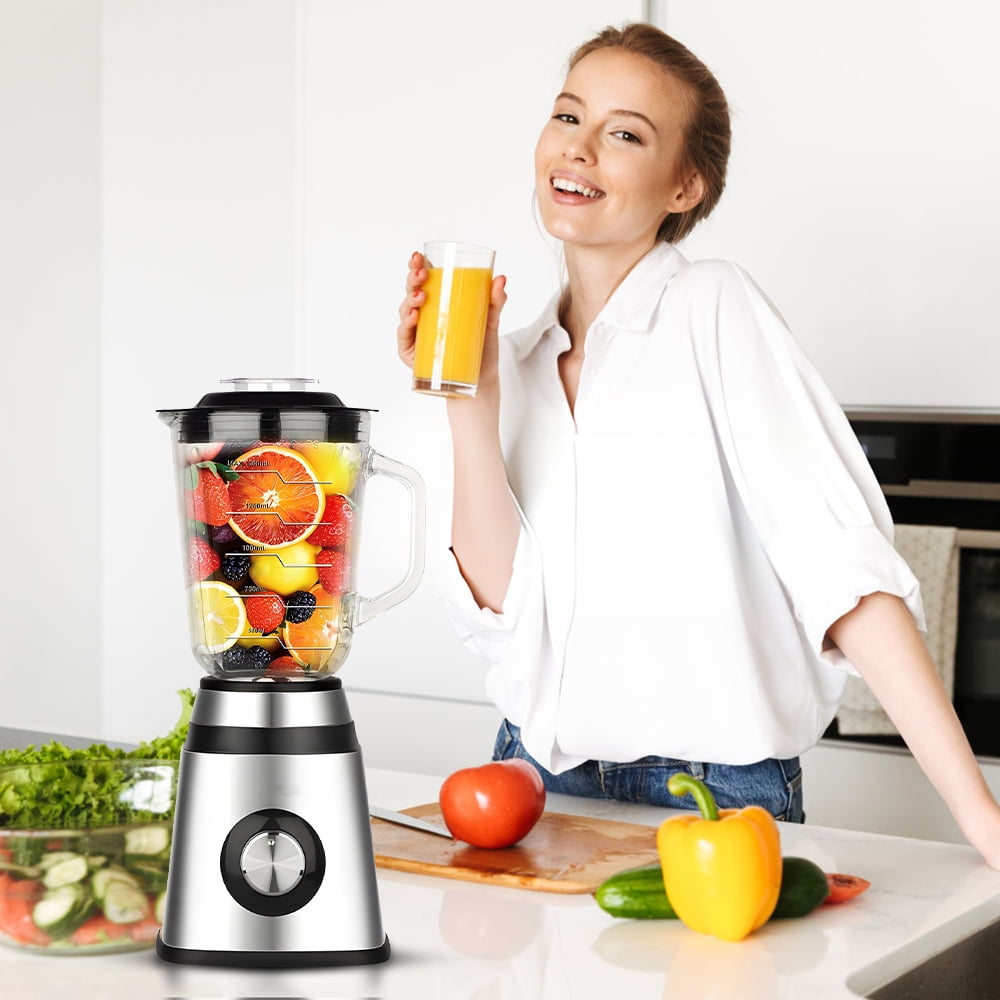 Professional Blender 500W Juicer Machines Smoothie Blender with 51 Oz Capacity Glass Jar for Kitchens and Home