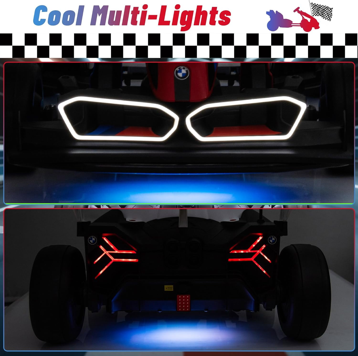 Licensed BMW Electric Go Kart for Kids 6-12, 36V 9AH Drift Kart Ride on Toys, Dual 300W Motors, Adjustable Seat, Drift Mode, 2 Speed, LED Lights