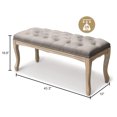 thumbnail image 6 of S-HOME Upholstered End of Bed Bench in Design with Carving, Linen Material, Perfect for Foyer，Grey, 6 of 11