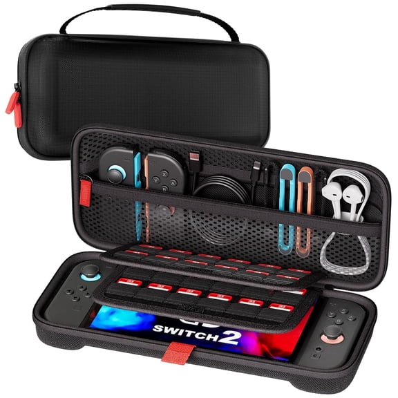 Unbranded Carrying Case for Nintendo Switch 2 (2025) with 24 Game Card Slots, Hard Portable Travel Case Storage Bag Protective Pouch for 2025 Nintendo Switch 2 Console & Accessories -Black