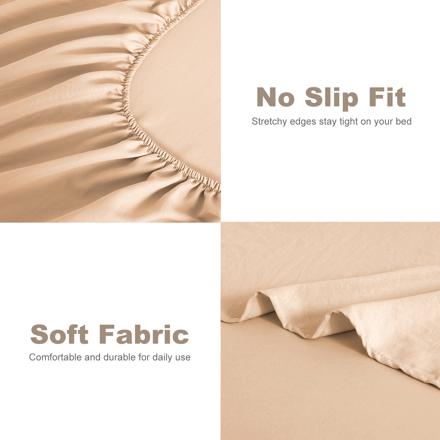 Jessy Home 4-Piece Queen/Full Sheet Set, Champagne photo 7