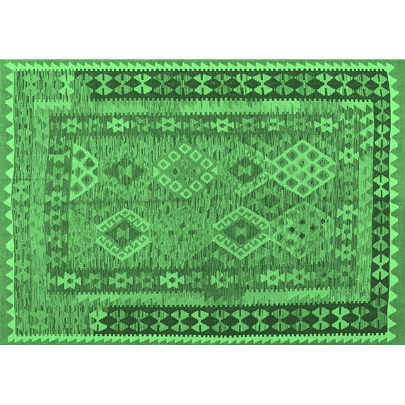 Ahgly Company Indoor Rectangle Southwestern Emerald Green Country Area Rugs, 2' x 5'