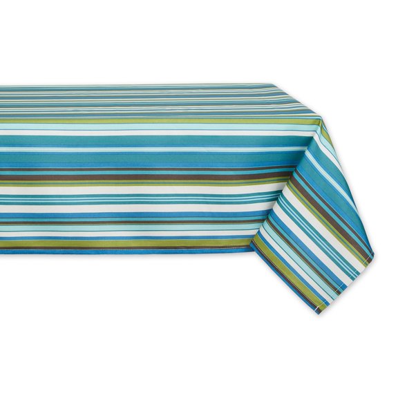 Multi-Color Beachy Stripe Print Outdoor Polyester Fabric Tablecloth 60x84