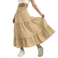 thumbnail image 2 of Txenfivo Girls Skirt 4-15Y Tiered Maxi Long Skirt Elastic Waist Flowy Casual A-Line Skirts Fall Outfits, 2 of 8