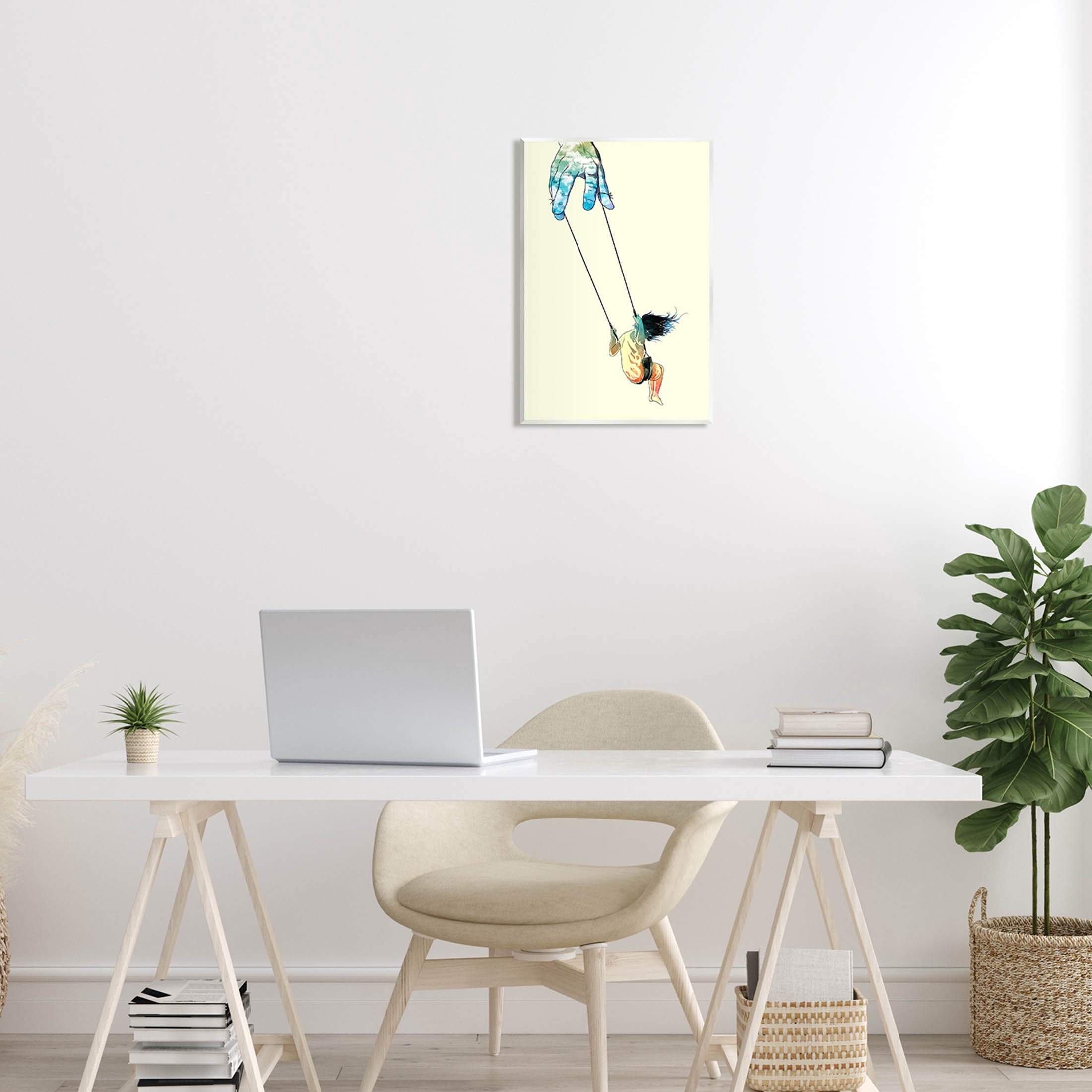 Stupell Industries Imaginative Marionette Girl On Swing Graphic Art Unframed Art Print Wall Art, Design by Matheus Lopes Castro