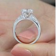 thumbnail image 6 of HeartsAndYou 2.2ct Round Moissanite Engagement Ring for Women Cluster Accent Solitaire 18k White Gold over Silver, 6 of 9