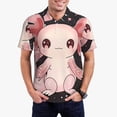 thumbnail image 1 of Fotbe Cute Axolotl Sakura Blossoms Pattern Men’s Golf Polo Shirt – Breathable Performance Golf Shirt with Button-Down Collar-Medium, 1 of 6