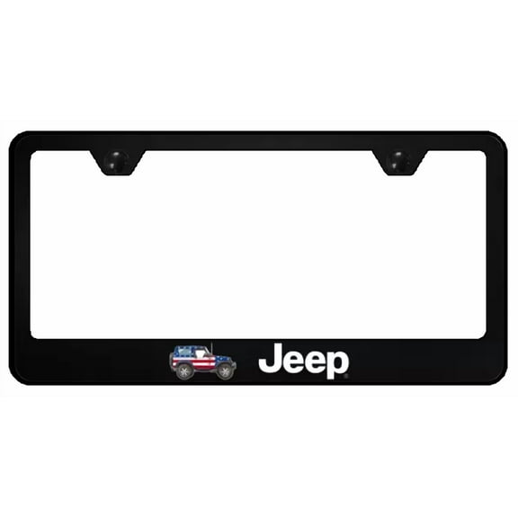 Jeep Truck US Flag Black Polycarbonate License Plate Frame Official Licensed
