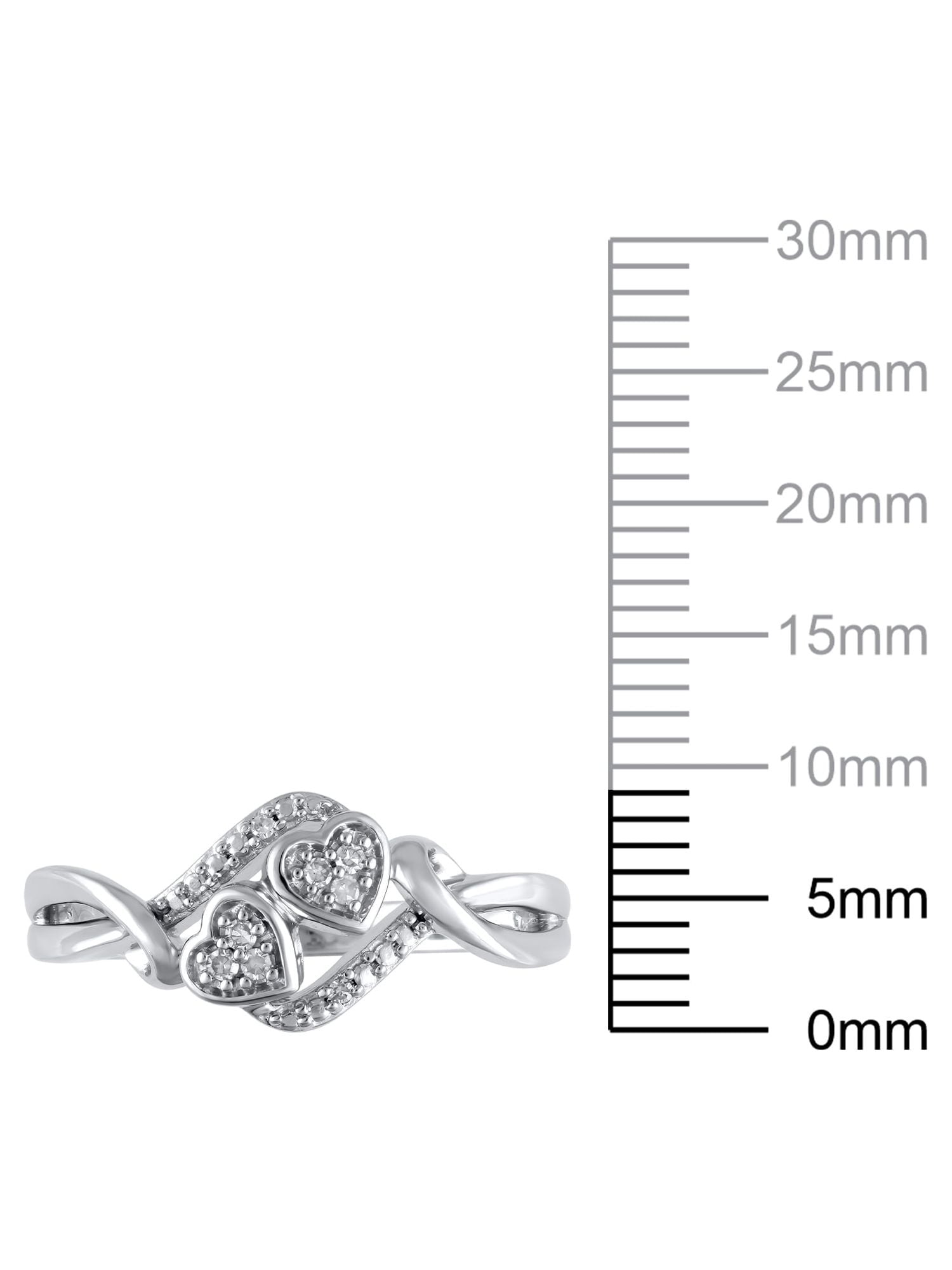 Hold My Hand 1/20 Carat Natural Diamond Double Heart Ring for Women in 925 Sterling Silver