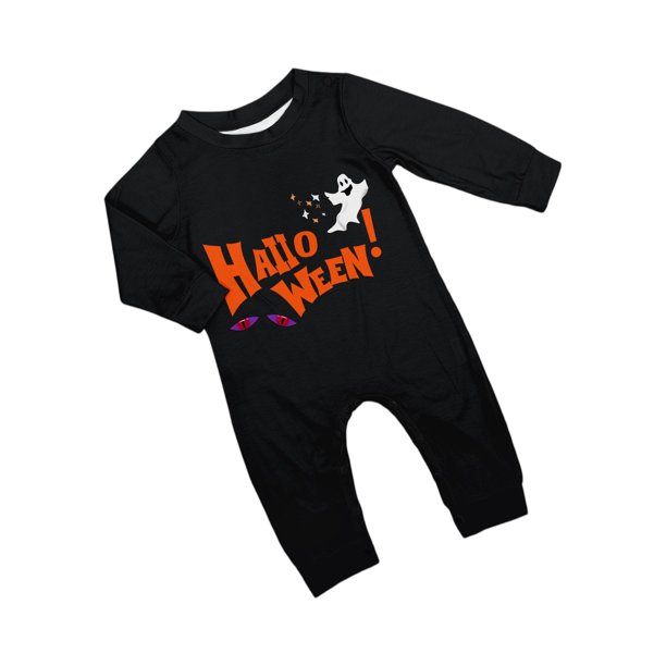 Nvse 2 Pieces Loungewear Sleepwear Family Matching Halloween Pajamas Set, Halloween Pumpkin Print PJs Setsfor Adults &boys&girls Ghost/Pumpkin Prints Black Top for 9 Months