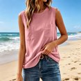 thumbnail image 5 of WRFWUL Womens Cotton Linen Tank Tops Crewneck Sleeveless Double Pocket Blouses Casual Loose Fit Summer Beach Vacation Shirts, 5 of 7