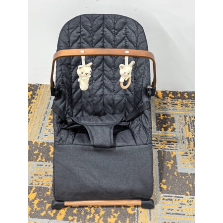 PRVAETU Baby Bouncer Seat 0-12 Months, 3-in-1 Infant Bouncer & Rocker Chair with Adjustable Recline Positions, Foldable Baby Rocker with Removable Wooden Toy Bar