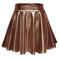 thumbnail image 2 of Miluxas Women's Casual Short Skirts Solid High Elastic Waist Mini Skirts Stretchy A-Line Party Skirts Coffee, 2 of 5