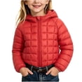 thumbnail image 3 of Children Padded Jackets for Girls Dqueduo Girls' Hooded Puffer Full Zip Quilted Warm Outerwear Casual Winter Coat Jacket, 3 of 8