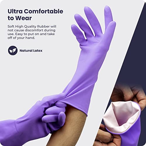 FMP Brands Cleaning Gloves 12 Pairs Rubber Gloves for Washing Dishes Non Slip Dishwashing Gloves Waterproof Reusable Latex Dish Gloves for Kitchen