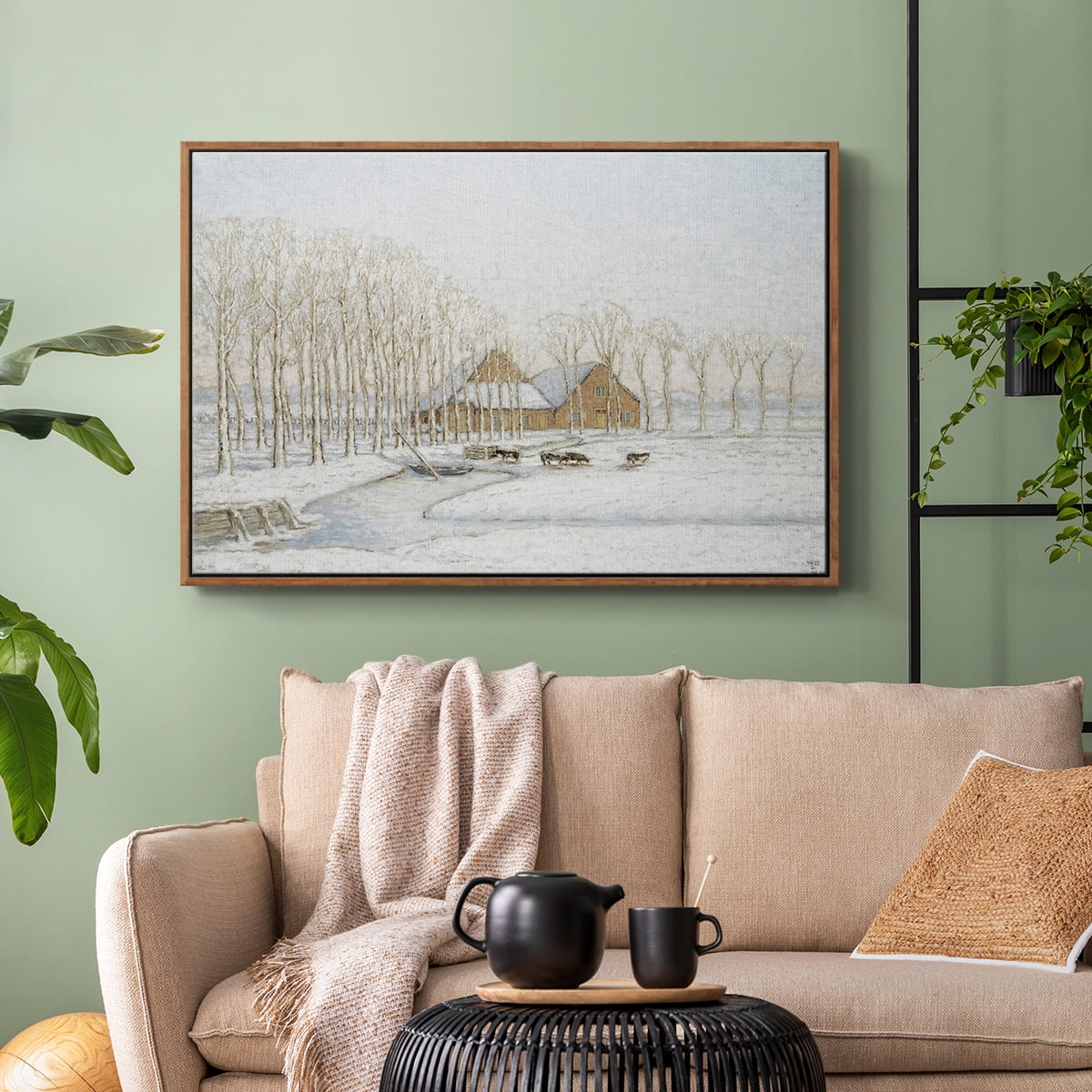 Vintage Landscape-CCLXXVII By Wexford Home Framed in Walnut Wood Gallery Wrapped Canvas 17 in. x 25 in.