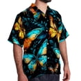 thumbnail image 2 of Flower Butterfly Men's Short Sleeve Spread Collar Hawaiian Shirts, Casual Printed Button Down Summer Beach Tops, Unisex Men's Shirts, 2 of 6
