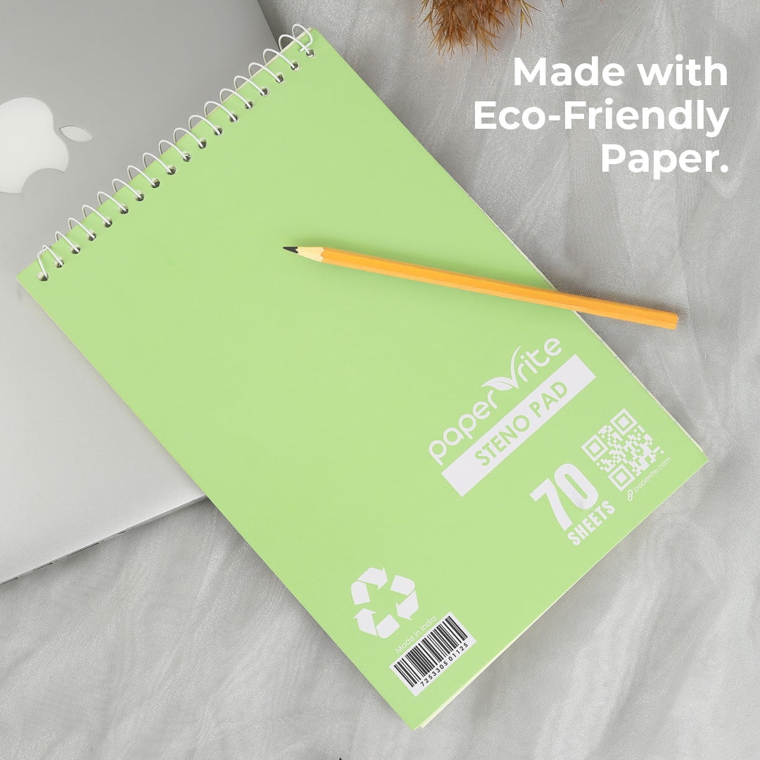 Paper Rite Premium Steno Pad Set Light Green | 70 Sheets, 6 x 9 Inches | Pack of 72
