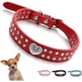 thumbnail image 1 of Small Dog Collar For Female Dogs, Bling Puppy Collar Faux Leather Fancy Diamond Crystal Glitter Pretty Jewel Rhinestone Cat Collars For XXS XS Small Medium Large Pet Girl Dogs,, 1 of 5