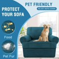 thumbnail image 6 of H.VERSAILTEX 2-Piece Velvet T Cushion Armchair Slipcover, Stretch 1 Cushion Sofa Cover with Separate T Cushion Cover, Non-Slip Furniture Protector, Deep Teal, 6 of 7