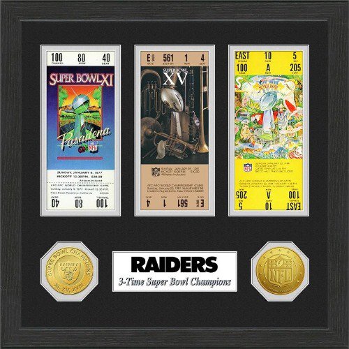 NFL Framed Wall Art by The Highland Mint, Oakland Raiders - Super Bowl Championship Ticket