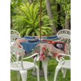 thumbnail image 2 of Outdoor Tablecloth with Umbrella Hole and Zipper, Red Christmas Round Table Cloth 54 Inch Waterproof Tablecloth, Truck Xmas Tree Snowflake Winter Wooden Picnic Table Cover for Patio Camping, 2 of 7