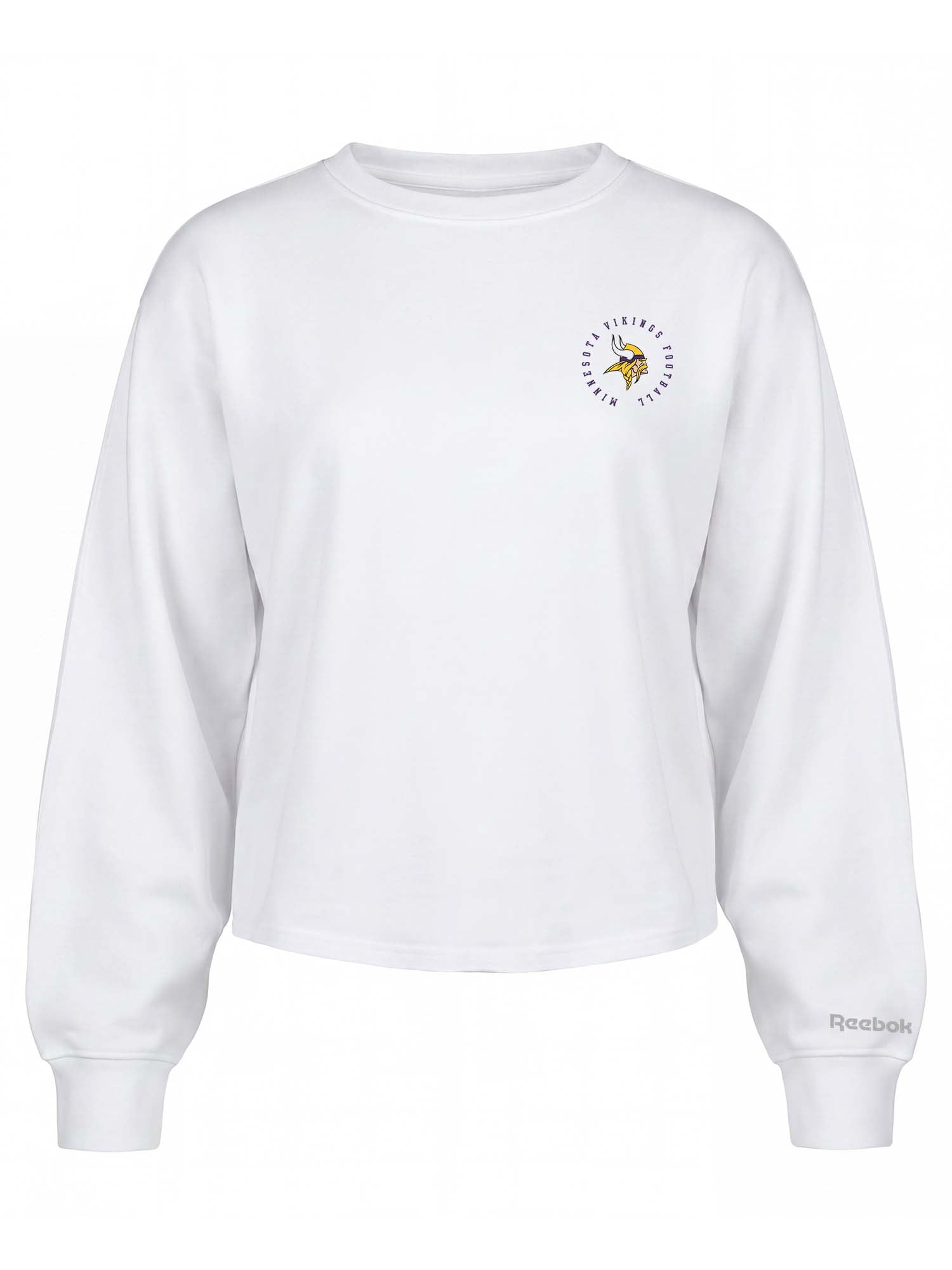 Minnesota Vikings Reebok Womens White Heavyweight Cotton Long Sleeve Pullover