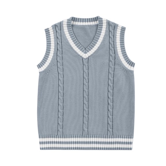 QTBIUQ Knit V-Neck Sweater Waistcoat for Boys Girls Knit Pullover Vest Soft Layering Top Casual School Uniform Outwear