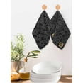 thumbnail image 2 of Black Golden Floral Kitchen Dish Towels for Drying Dishes Set of 2, Modern Abstract Art Spring Flowers Waffle Weave Microfiber Hand Tea Bathroom Towels Quick Dry & Absorbent Towel 12x12, 2 of 7