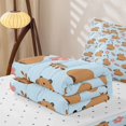 thumbnail image 6 of Manfei Cartoon Capybara Zipper Full Size Comforter Sets with Fitted Sheet and 2 Pillowcases,Cute Flowers Pattern Zipper Bedding Set,Blue,Reversible,4pcs, 6 of 8