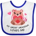 thumbnail image 3 of Inktastic My Great Grandma Loves Me Bear and Hearts Boys or Girls Baby Bib, 3 of 4